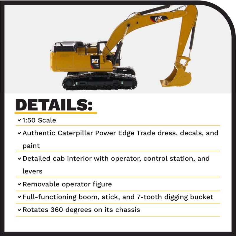Diecast Masters ماسترز داي كاست كات كاتربيلر 349F L XE حفار هيدروليكي مع مشغل سلسلة هاي لاين 1/50 نموذج داي كاست 85943 - Image 4
